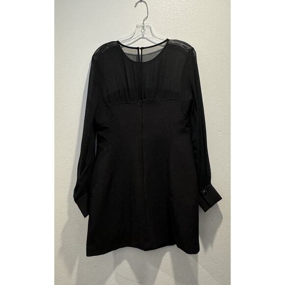 Maeve By Anthropologie Size 12 Sheer Long Sleeve Black Fitted Mini Dress Glam - Picture 3 of 9